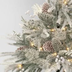 28" Pre-Lit Christmas Mixed Artificial Flocked Greenery With Ground Stake - Wondershop™ -Festival Store GUEST 9119ced2 8611 4ed5 abcf d10acb360bd8