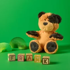 11.5" Orange/Black Frankenbear Stuffed Animal - Gigglescape™: Polyester Plush Toy, Character-Themed Doll