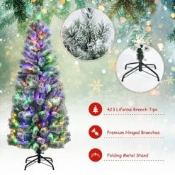 Costway 6FT Pre-Lit Hinged Christmas Tree Snow Flocked W/9 Modes Remote Control Lights -Festival Store GUEST 990c569a 6aec 476b ac24 4a9fde88099b