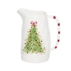 Transpac Ceramic Pitcher Dot Tree 51.5oz Multicolor Beverage Server For Christmas Tabletop Decor And Entertaining