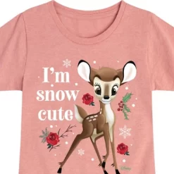Girls' - Disney - Christmas - I'm Snow Cute Roses Fitted Short Sleeve Graphic T-Shirt