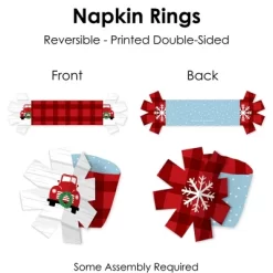 Big Dot Of Happiness Merry Little Christmas Tree - Red Truck Christmas Party Paper Napkin Holder - Napkin Rings - Set Of 24 -Festival Store GUEST 9f5c70a1 2e00 44e8 af5b 45ca47c950d0