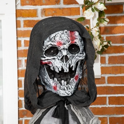 YOOCOZZ 74" Life Size Skeleton Witch Outdoor Halloween Decorations With Light Up Eyes And Chest, Howling And Chain Sound(Batteries Included) 2 YOOCOZZ 74" Life Size Skeleton Witch Outdoor Halloween Decorations With Light Up Eyes And Chest, Howling And Chain Sound(Batteries Included) - Image 2
