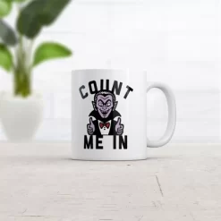 Crazy Dog Count Me In Mug Funny Sarcastic Halloween Vampire Graphic Novelty Coffee Cup-11oz