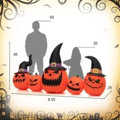 Tangkula Long Inflatable Pumpkin Family Waterproof Halloween Yard Decoration With Built-in LED Lights Indoor & Outdoor Halloween Decor -Festival Store GUEST a765d8e9 18fc 4c8f 84b5 1f31497e9334