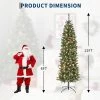 6/7.5/9/12ft Pencil Artificial Christmas Tree With LED Lights, Mixed PVC Flocked, Slim Prelit Tree, Easy Assembly, Indoor Outdoor Holiday Decoration