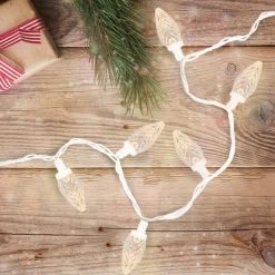 Northlight 100 Count Warm White LED Faceted C9 Christmas Lights - 41 Ft White Wire