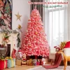 Costway 4.5/6.5/7.5 Ft Snow Flocked Hinged Artificial Christmas Tree W/ Metal Stand Pink