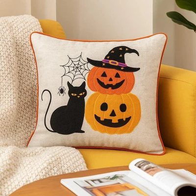 Halloween Ghost With Pumpkin Bucket Throw Pillow 10 Halloween Ghost With Pumpkin Bucket Throw Pillow - Image 10