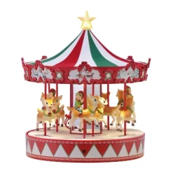 Mr. Christmas 14" Animated Vintage LED Carousel Musical Christmas Decoration