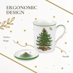 Spode Christmas Tree 14 Oz Mug & Coaster Set - Ceramic Mug With Coaster - Fine Porcelain, Dishwasher & Microwave Safe - Mug & Coaster Gift Set -Festival Store GUEST ac3fb57b 7181 489b 8f7f 5abb1aede5e4