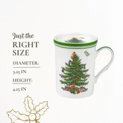 Spode Christmas Tree 14 Oz Mug & Coaster Set - Ceramic Mug With Coaster - Fine Porcelain, Dishwasher & Microwave Safe - Mug & Coaster Gift Set -Festival Store GUEST adae1540 31ee 42c9 b95b 5862ff7d09ed