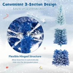 Costway 6/7 FT Blue Gradient Snow Flocked Artificial Christmas Tree With 435/725 Lush Branch Tips -Festival Store GUEST ae90a3b1 4316 46f7 b1a8 3e4babc2800a