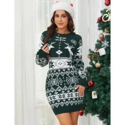 Coolmee Women's Fall Christmas Sweater Mini Dress Long Sleeve Crewneck Slim Fit Wrap Short Dress 10 Coolmee Women's Fall Christmas Sweater Mini Dress Long Sleeve Crewneck Slim Fit Wrap Short Dress -Festival Store GUEST af3c1e0f 959c 481a 8ad5 a43ca1201314