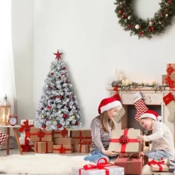 Acekool Pre-Lit Snow Flocked Artificial Tree With Warm White Lights, Small Tree With Foldable Metal Stand, Indoor Holiday Decor 15 Acekool Pre-Lit Snow Flocked Artificial Tree With Warm White Lights, Small Tree With Foldable Metal Stand, Indoor Holiday Decor -Festival Store GUEST aff8dfd4 88f9 49fc a0d4 90af6de04568