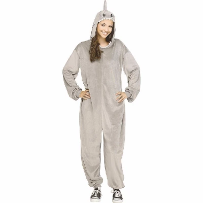 Fun World Adult General Sizing E-Z Shark Hooded Jumpsuit Halloween Costume Jumpsuit - Gray One Size 1 Fun World Adult General Sizing E-Z Shark Hooded Jumpsuit Halloween Costume Jumpsuit - Gray One Size