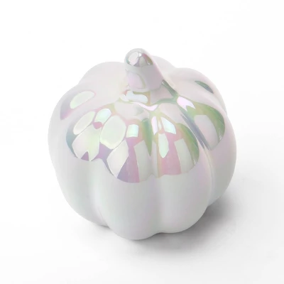 Medium Ceramic Iridescent Pumpkins White - Bullseye's Playground™ 1 Medium Ceramic Iridescent Pumpkins White - Bullseye's Playground™