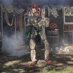 7 Ft. Cagey The Clown Animated Prop Standing Halloween Decoration