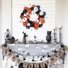 GAOMON 18 Inch Halloween Fall Wreath For Front Door, Black Orange White Artificial Pumpkin Wreath