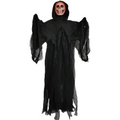 Sunstar LED Lighted Skull Reaper Halloween Decoration - 4 Ft - Black