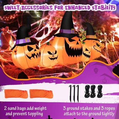Costway 8 Ft Tall Inflatable Pumpkin Family Waterproof Halloween Yard Decoration W/LED Lights 4 Costway 8 Ft Tall Inflatable Pumpkin Family Waterproof Halloween Yard Decoration W/LED Lights - Image 4