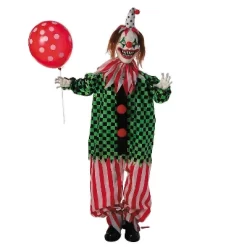 51 1/2" Animated Standing Clown With Polka Dot Balloon Halloween Decoration