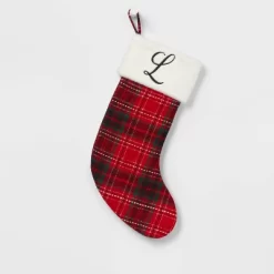 20" Plaid Monogram Christmas Holiday Stocking With Faux Fur Cuff Red/Green/White - Wondershop™ 33 20" Plaid Monogram Christmas Holiday Stocking With Faux Fur Cuff Red/Green/White - Wondershop™ -Festival Store GUEST b4289b00 cbf7 4fe6 95b0 77dabda12a6a