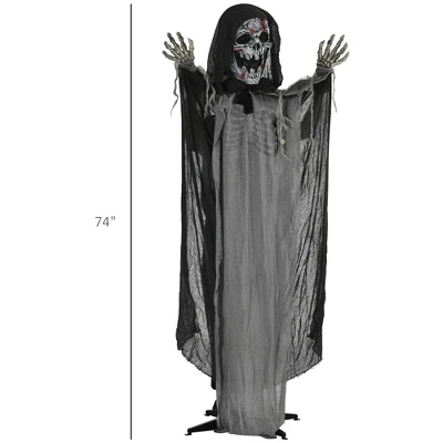YOOCOZZ 74" Life Size Skeleton Witch Outdoor Halloween Decorations With Light Up Eyes And Chest, Howling And Chain Sound(Batteries Included) 8 YOOCOZZ 74" Life Size Skeleton Witch Outdoor Halloween Decorations With Light Up Eyes And Chest, Howling And Chain Sound(Batteries Included) - Image 8