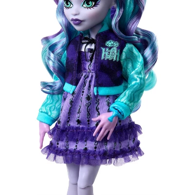 Monster High 10.5" Fearbook Twyla Fashion Doll With Varsity Jacket, Yearbook, And Music Accessories 3 Monster High 10.5" Fearbook Twyla Fashion Doll With Varsity Jacket, Yearbook, And Music Accessories - Image 3