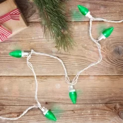 Northlight 25 Count Green LED C7 Christmas Lights, 16 Ft White Wire