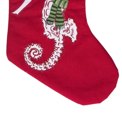 C&F Home 8.5" X 20" Holiday Seahorse With Pine Needle Green Scarf Christmas Stocking 2 C&F Home 8.5" X 20" Holiday Seahorse With Pine Needle Green Scarf Christmas Stocking - Image 2