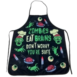 Zombies Eat Brains Don't Worry You're Safe Funny Halloween Brains Cooking Graphic Kitchen Smock - Crazy Dog Bakeware For Halloween Season -Festival Store GUEST b822cf4c dcff 4312 b555 05f0c54f071d
