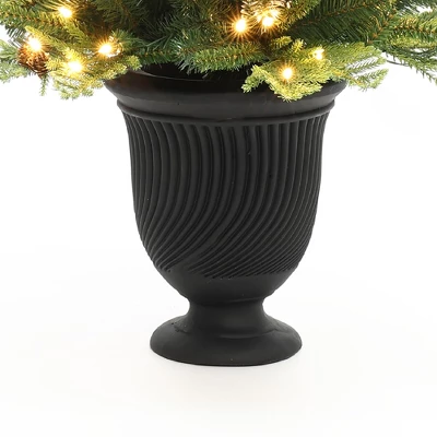 LuxenHome 4.5Ft Pre-Lit Artificial Pine Christmas Tree With Pinecones And Black Urn Planter Pot Green 2 LuxenHome 4.5Ft Pre-Lit Artificial Pine Christmas Tree With Pinecones And Black Urn Planter Pot Green - Image 2