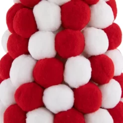 Northlight Pom Pom Cone Tree Christmas Decoration - 13" - White And Red -Festival Store GUEST bdfe78a0 3b87 4df7 9233 60767d666015