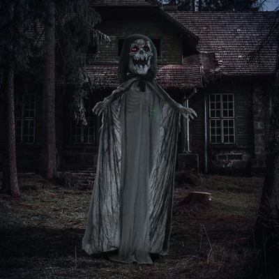 YOOCOZZ 74" Life Size Skeleton Witch Outdoor Halloween Decorations With Light Up Eyes And Chest, Howling And Chain Sound(Batteries Included) 7 YOOCOZZ 74" Life Size Skeleton Witch Outdoor Halloween Decorations With Light Up Eyes And Chest, Howling And Chain Sound(Batteries Included) - Image 7