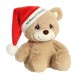 Aurora Medium My Beary 1st Christmas Precious Moments Festive Stuffed Animal Brown 12"