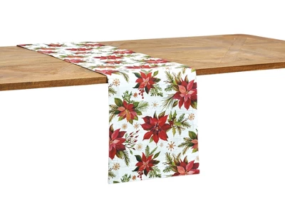 C&F Home Poinsettia Christmas Table Runner 14" X 72" 1 C&F Home Poinsettia Christmas Table Runner 14" X 72"