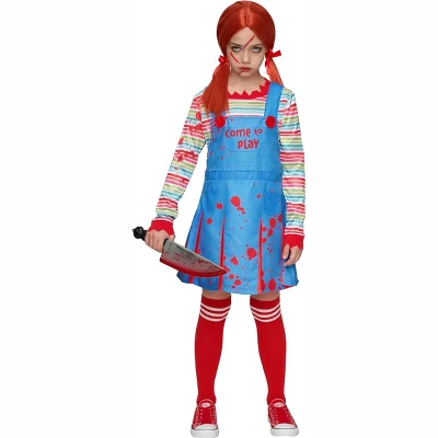 Joyfy Family Halloween Costume, Creepy Doll Costume, Killer Doll Outfit With Top & Bottom & Socks For Halloween Cosplay Dress Up Party 2 Joyfy Family Halloween Costume, Creepy Doll Costume, Killer Doll Outfit With Top & Bottom & Socks For Halloween Cosplay Dress Up Party - Image 2