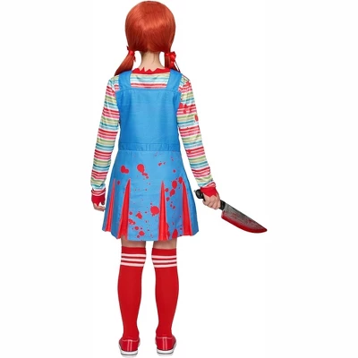 Joyfy Family Halloween Costume, Creepy Doll Costume, Killer Doll Outfit With Top & Bottom & Socks For Halloween Cosplay Dress Up Party 3 Joyfy Family Halloween Costume, Creepy Doll Costume, Killer Doll Outfit With Top & Bottom & Socks For Halloween Cosplay Dress Up Party - Image 3