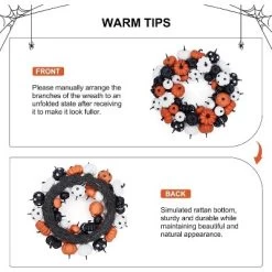 GAOMON 18 Inch Halloween Fall Wreath For Front Door, Black Orange White Artificial Pumpkin Wreath -Festival Store GUEST c60a74c7 953b 4633 ac1b 73599824f62c