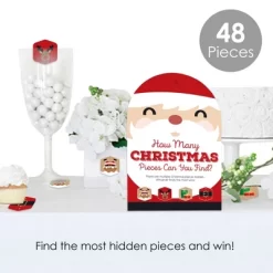 Big Dot Of Happiness Jolly Santa Claus - Christmas Party Scavenger Hunt - 1 Stand And 48 Game Pieces - Hide And Find Game