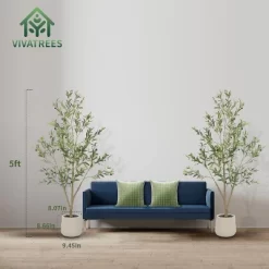 5FT 6FT 7FT Artificial Olive Tree Faux Olive Plant Realistic Leaves Silk Tree With White Pot For Home Office Decor, Interior Outdoor Decoration -Festival Store GUEST c8613d0a 59aa 41be bf1d e45fed45d3c2