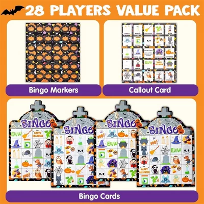 Joyfy 28 Players Halloween Bingo Game Cards, Halloween Party Favors Adults Kids Indoor Card Games For Classroom School Family Group Activities 1 Joyfy 28 Players Halloween Bingo Game Cards, Halloween Party Favors Adults Kids Indoor Card Games For Classroom School Family Group Activities