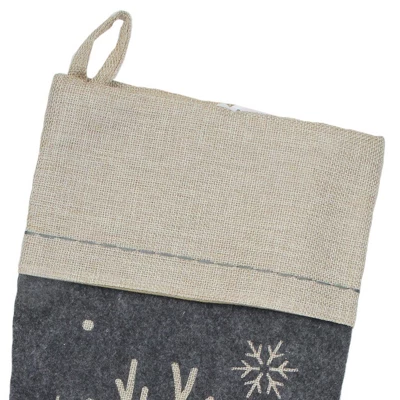 Northlight 20" Burlap Christmas Stocking With Gray Felt Animal Stencil Design And Burlap Cuff 2 Northlight 20" Burlap Christmas Stocking With Gray Felt Animal Stencil Design And Burlap Cuff - Image 2
