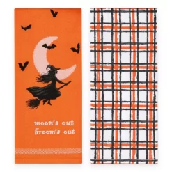 2pk Dishtowels Flying Witch - Bullseye's Playground™