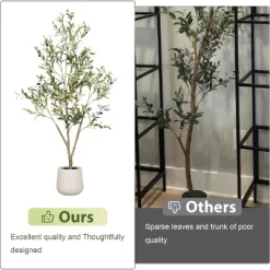 5FT 6FT 7FT Artificial Olive Tree Faux Olive Plant Realistic Leaves Silk Tree With White Pot For Home Office Decor, Interior Outdoor Decoration -Festival Store GUEST d0b76ded 7aba 4219 9eca ca13f2b50f17