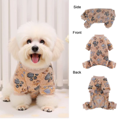 Paaaawaters Dog Fuzzy Velvet Pajamas, Dog Winter Clothes For Small Dogs Boy Girl, Pet Jumpsuit, Doggy Apparel 2 Paaaawaters Dog Fuzzy Velvet Pajamas, Dog Winter Clothes For Small Dogs Boy Girl, Pet Jumpsuit, Doggy Apparel - Image 2