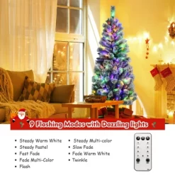 Costway 6FT Pre-Lit Hinged Christmas Tree Snow Flocked W/9 Modes Remote Control Lights -Festival Store GUEST d351f6cd 2f10 4ac0 b591 5787d61eceea