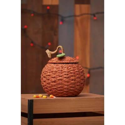 C&F Home Pumpkin Handwoven Halloween Premium Trick Or Treat Candy Basket Container 2 C&F Home Pumpkin Handwoven Halloween Premium Trick Or Treat Candy Basket Container - Image 2