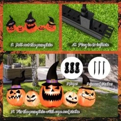 Tangkula Long Inflatable Pumpkin Family Waterproof Halloween Yard Decoration With Built-in LED Lights Indoor & Outdoor Halloween Decor -Festival Store GUEST d3897c24 0b5d 4f71 86a2 626d54eba48d